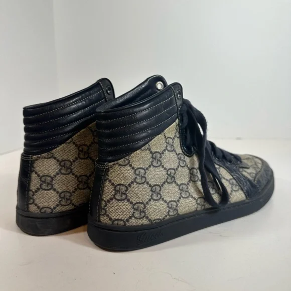 Gucci High Top Blue Croc Leather Monogram GG Canvas Sneakers Eu 36 US 6 - Picture 10 of 11